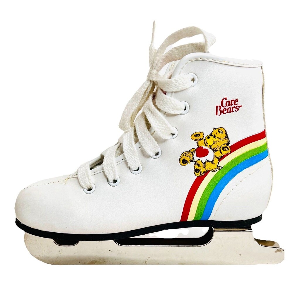 Vintage 1983 Care Bears Ice Figure Skates Brookfield Size 12 Kids White Rainbow